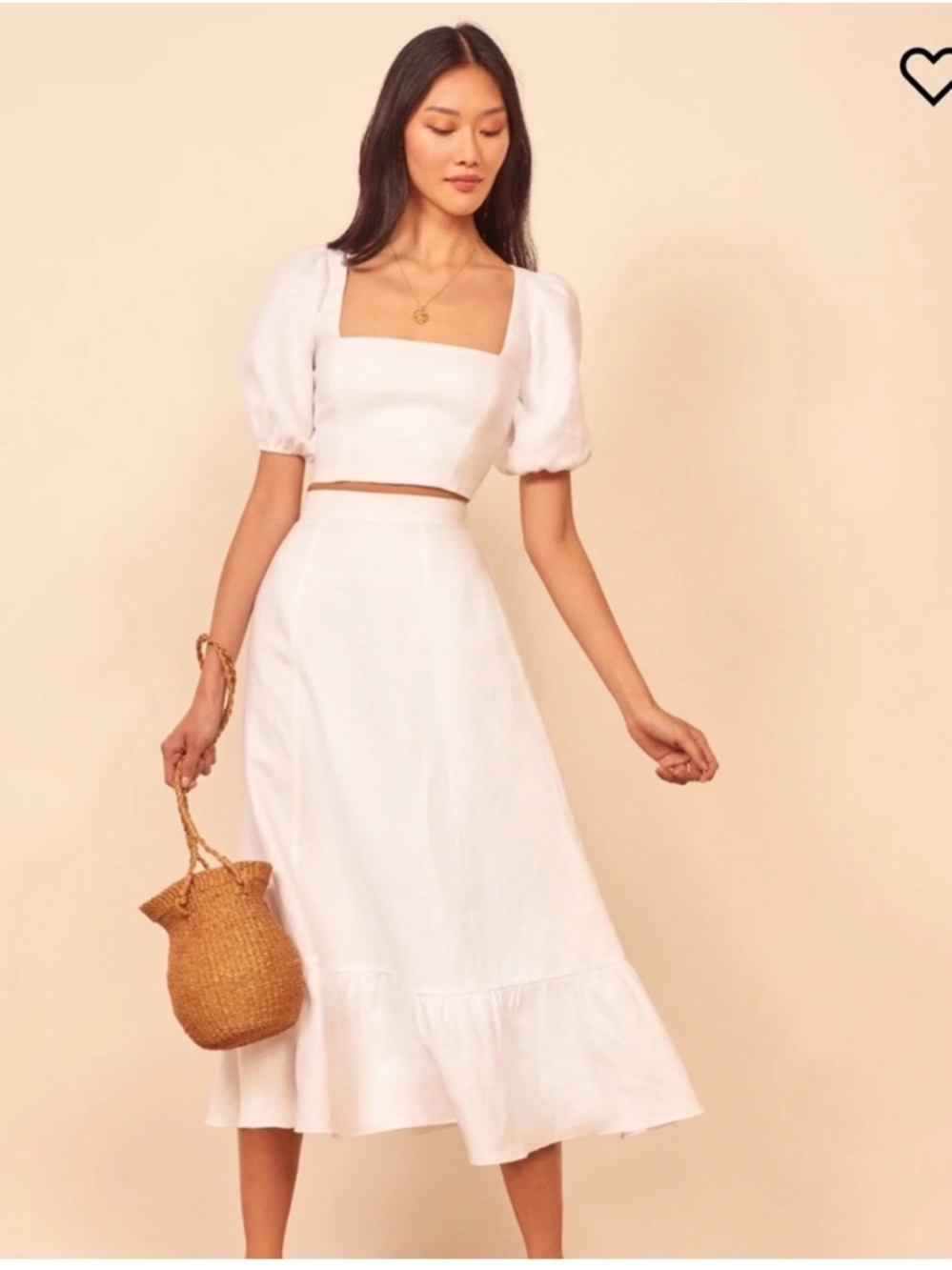 Reformation White Midi Yucca Skirt